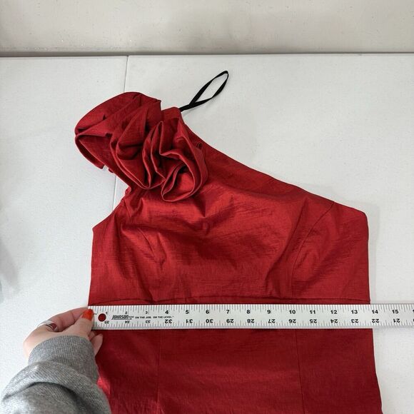 Vintage Jessica McClintock Womens Dress 8 Ruffle One Shoulder Holiday Gown Gala - Picture 7 of 13